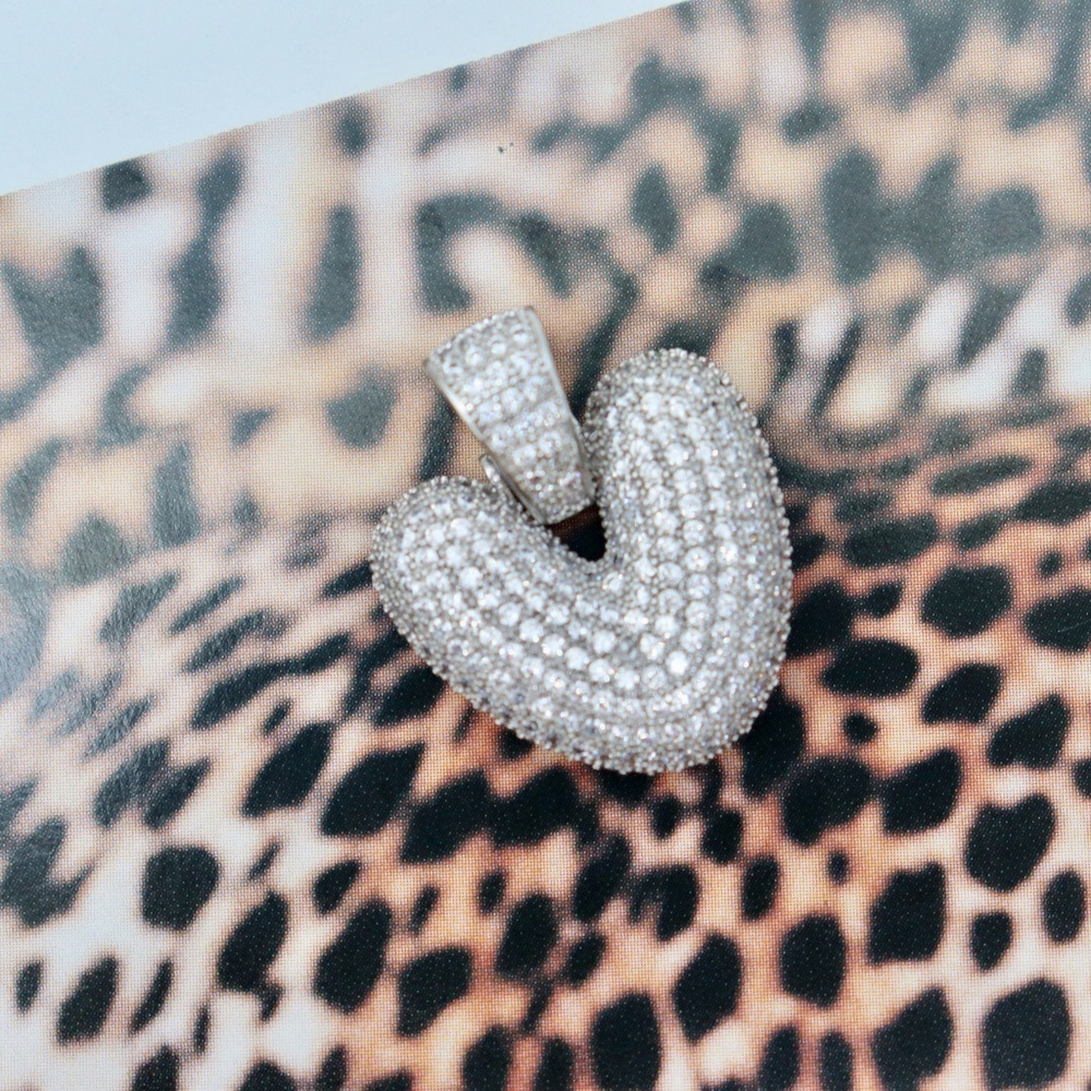 KRKC Iced Out Diamond Heart White Gold Pendant